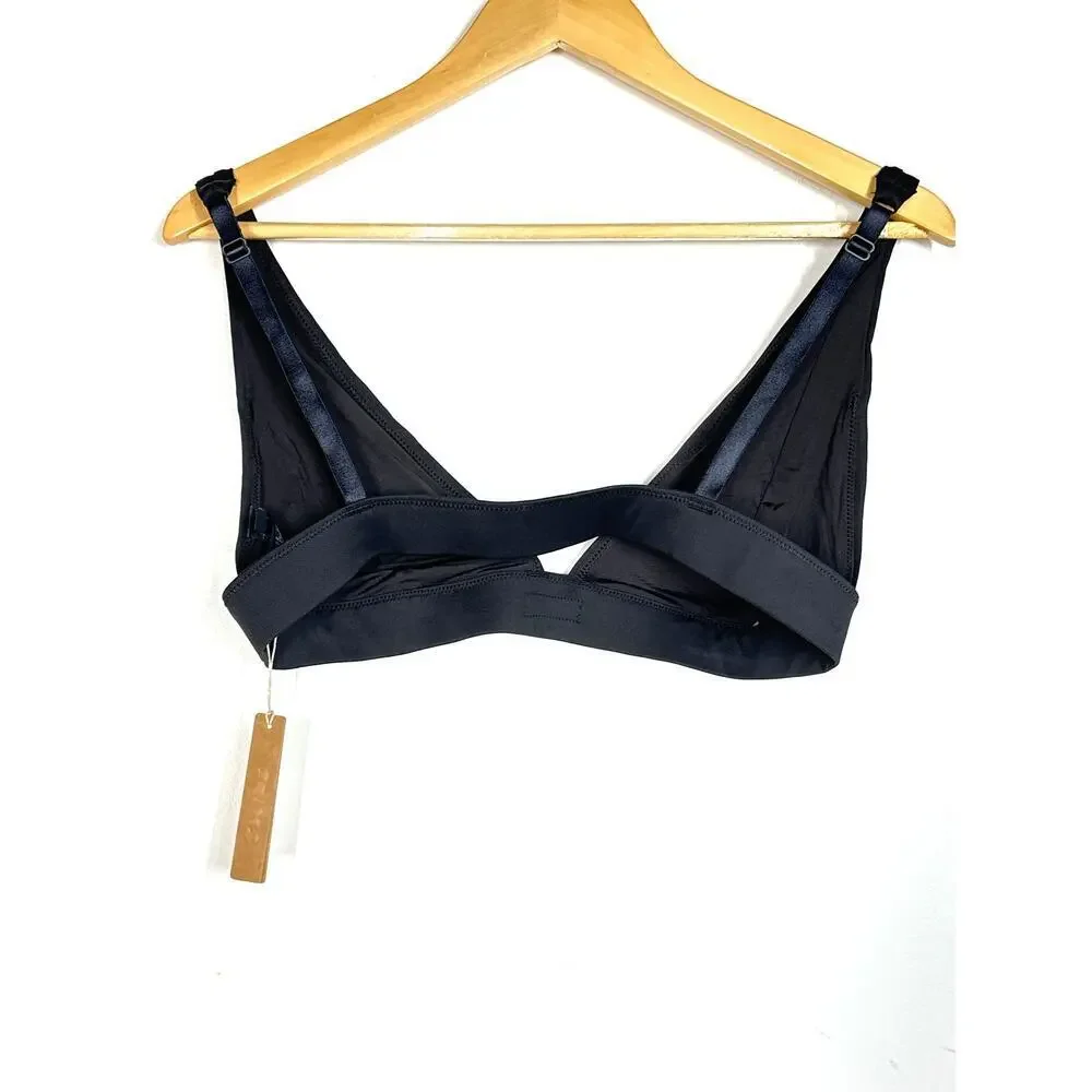 SKIMS Signature Swim Plunge Bikini Top Beach Swimwear Onyx Black NWT XL